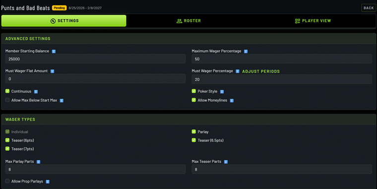 Commissioner tools for managing league rules and member requests.